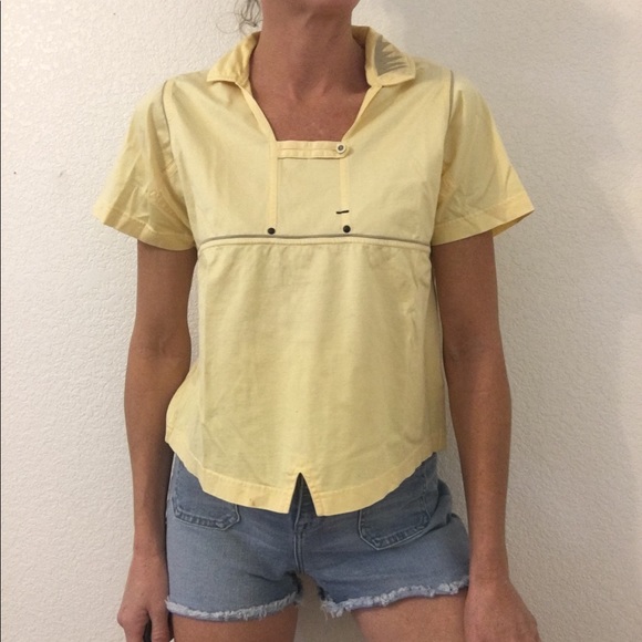 Vintage Tops - 😊VTG pale yellow new wave cotton Tee